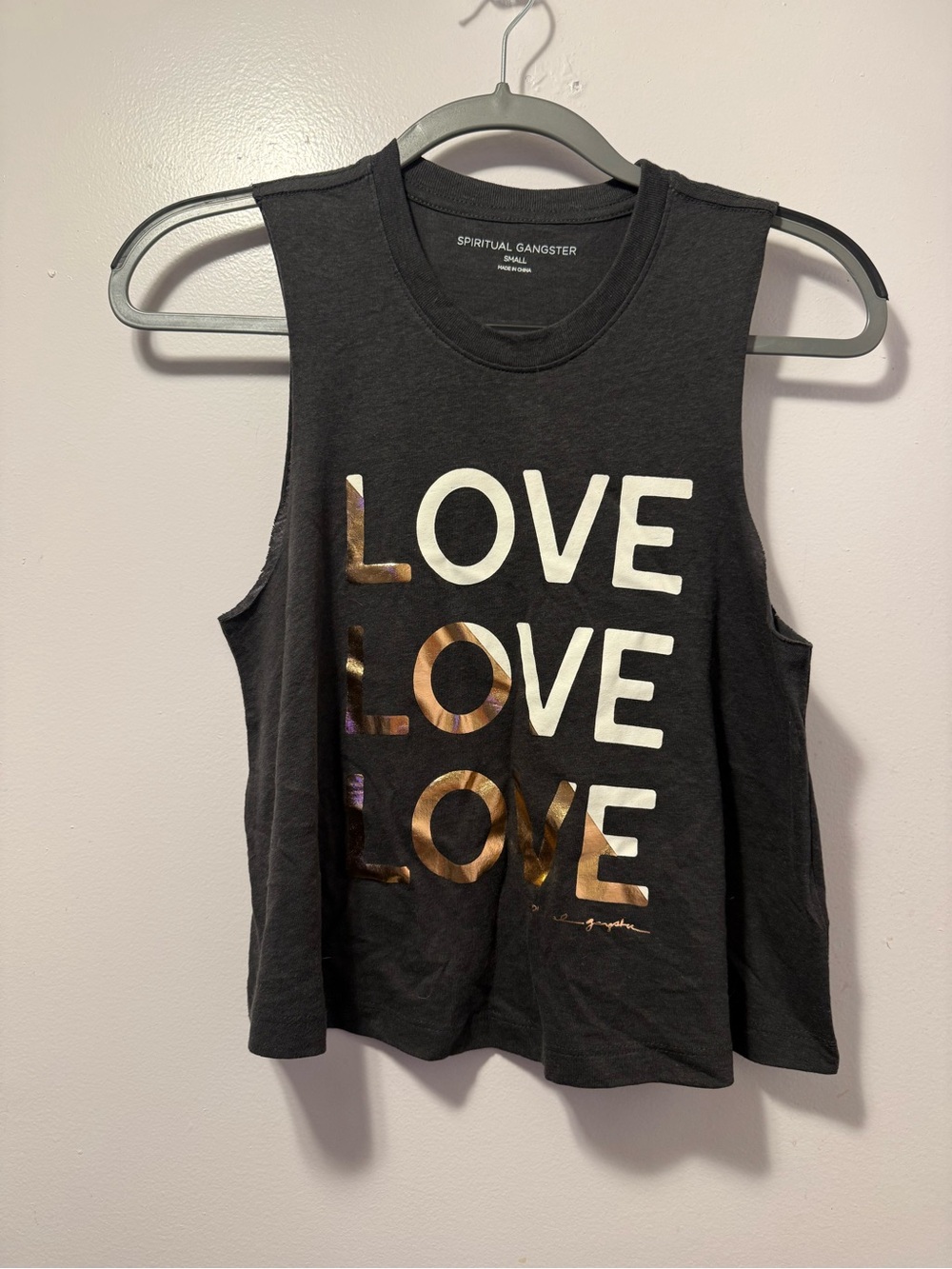 Spiritual Gangster Black 'LOVE' crop top